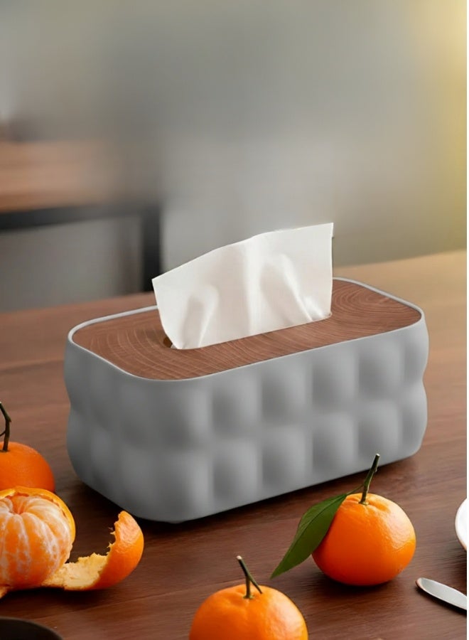 هابي هوم علبة مناديل بلاستيك عصرية بتصميم بابلز مع غطاء علوي، منظم مناديل أنيق للاستخدام اليومي، مصنوع من خامة متينة سهلة التنظيف، مقاس 21×13×9 سم، مثالية للمكتب، الحمام، غرفة المعيشة، والديكور العصري للمنزل - Image 4